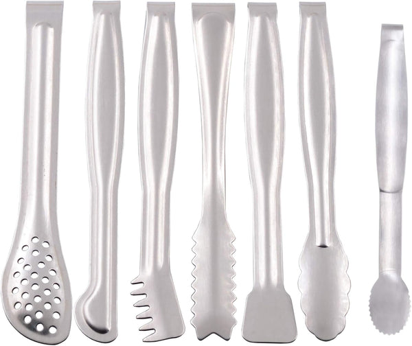 Small Serving Tongs Set, 6-Inch Appetizer Tongs, Stainless Steel Mini Tongs, Set of 6