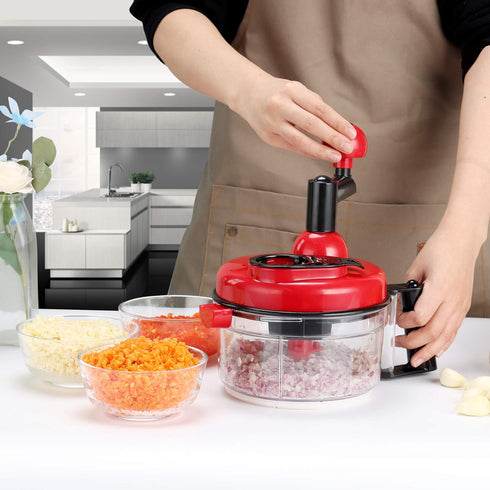 Cambom Manual Food Chopper, Vegetable Chopper Hand Food Processor with Clear Container 1200ml BPA Free