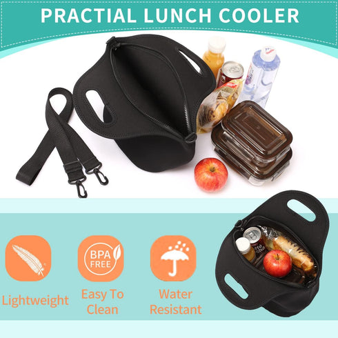 VASCHY Neoprene Insulated Lunch Bag Tote, 12.9x13.4x6.3 inch, with Detachable Adjustable Shoulder Strap