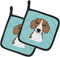 Caroline's Treasures BB1177PTHD Checkerboard Blue Beagle Pair of Pot Holders, Kitchen Heat Resistant, 7 1/2 x 7 1/2