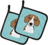 Caroline's Treasures BB1177PTHD Checkerboard Blue Beagle Pair of Pot Holders, Kitchen Heat Resistant, 7 1/2 x 7 1/2
