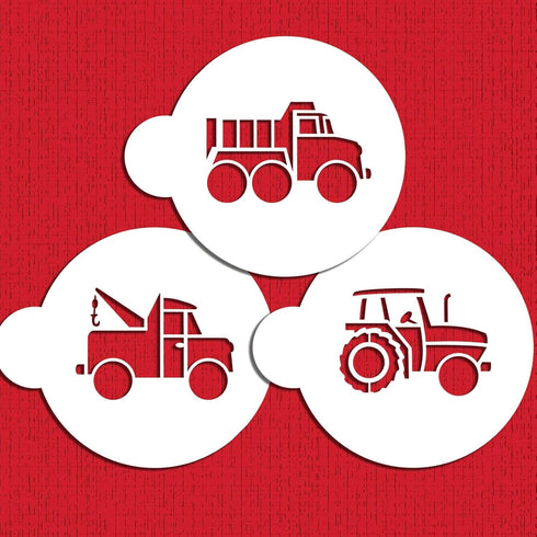 Designer Stencils Trucks Cookie Set - Beige/Semi-Transparent