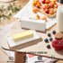 Gute Butter Dish with Lid for Countertop, Covered Ceramic Butter Keeper Container for Kitchen (White)