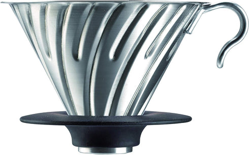 Hario V60 Metal Coffee Dripper, Silver, Size 02