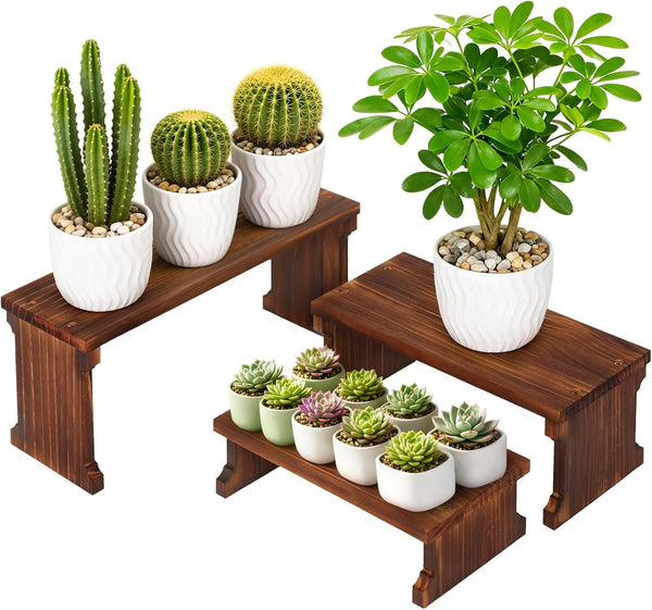 3 Tier Table Top Plant Stand, Flower Shelf Holder Rack, 5.9" Wood
