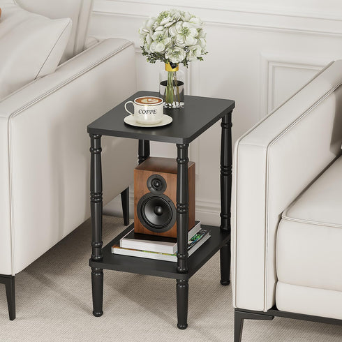 LUCKNOCK Small Side Table for Small Spaces, Vintage End Table, Narrow Couch Side Table with Storage, Skinny Nightstand