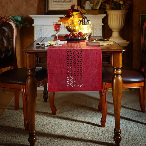 ARTABLE Burgundy Rectangle Table Runner, Fabric Home Garden Table Runner for Indoor and Outdoor Dining (16 x 120 Inch)