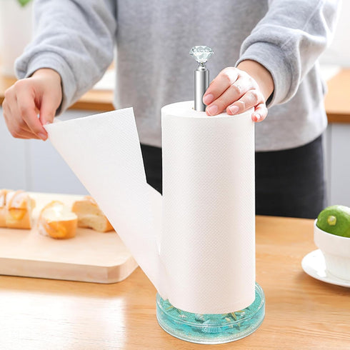 FONMY Paper Towel Holder Countertop Acrylic w/Nature Seashell Handmade,Seascape Standing Paper Towel Roll Holder for Kitchen Bathroom w/Weighted Base for One-Handed Operation,Unique Gifts (Blue) by FONMY