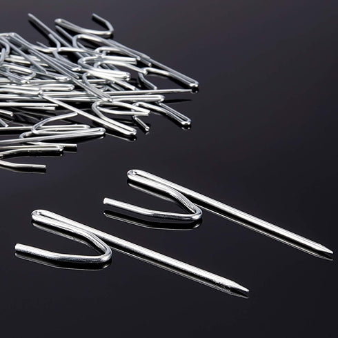 Jetec 50 Pieces Metal Drapery Pins Curtain Hooks, Long 7 cm by 1.8 cm Bulk Silver Stainless Steel for Heavy Duty Window