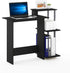 Furinno Efficient Home Laptop Notebook Computer Desk with Square Shelves, Black/Grey