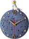 Space Theme Wall Clock, Astronaut Moon Wall Clock, 12 Inch Grey Modern
