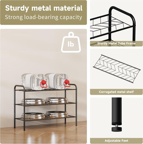 Vellzeyce Closet,Wide 3 Shoe Rack,Long Shoe Organizer for Shoe Storage for Entryway, Tier Sturdy Metal Free Standing