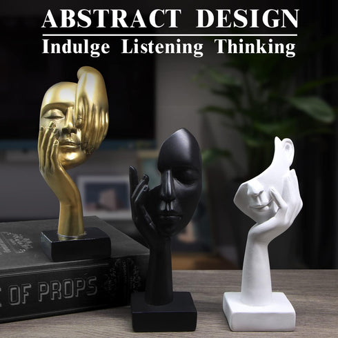 prosfalt 3 Pcs Thinker Statue,Modern Home Resin Sculptures,Collectible Figurines for Home Office Bookshelf Desktop