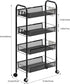 4 360 41 Inch 4-Layers) Snack Cart with Wheels Fruit Vegetable Basket Storage Cart Tier Stackable Metal Basket