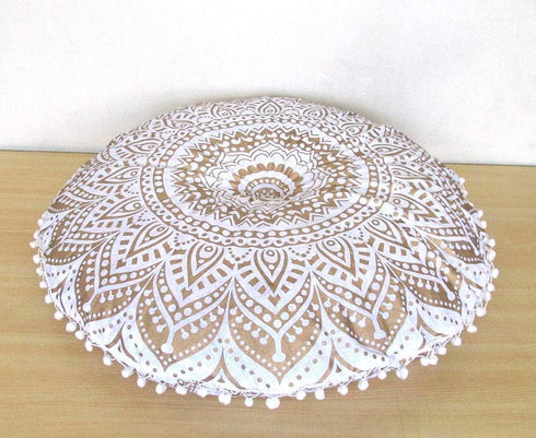 32" 32" Gold Mandala Barmeri Large Floor Pillow Cover Cushion Meditation Seating Ottoman Throw Cover Hippie Decorative