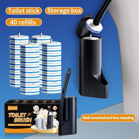 FAMYLI Wands40 Disposable Toilet Brush - Toilet Bowl Cleaner, Toilet Cleaning Supplies, Toilet Brush with Holder