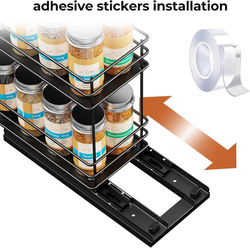 Mystozer 4.33" Wx10.43 Dx8.66 1 2 Pull Out Spice Rack Organizer for Cabinet, Slide Out Spice Racks, Easy to Install, H