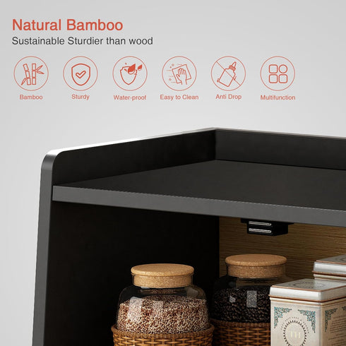 Goozii Countertop, Counter 2 Double Layer Bread Box for Kitchen Large Bread Storage Container for Top, Tier Wood