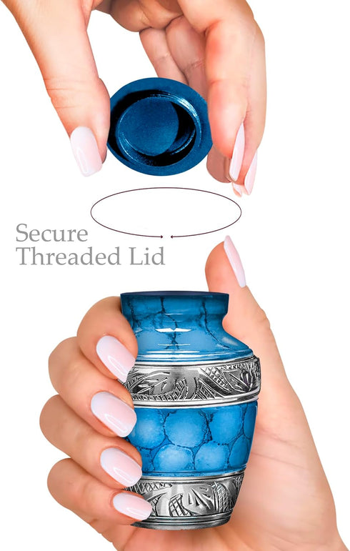 Trupoint Memorials Small Urns for Human Ashes Keepsake, Decorative Mini Cremation Urn for Adult Men Women, Light Blue