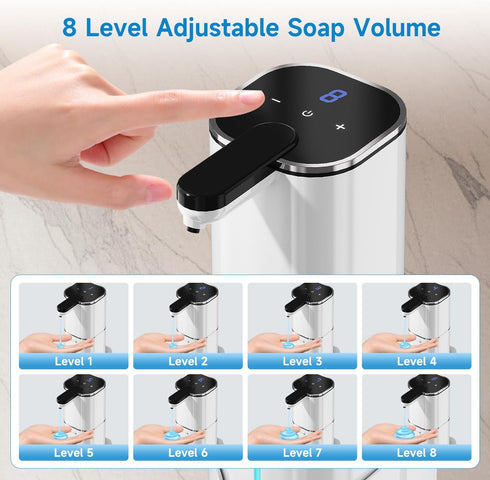 CATIRE 17.6oz 2000mAh, 8 Countertop Upgraded Larger Capacity Automatic Dish Soap Dispenser Touchless, Liquid Hand Soap