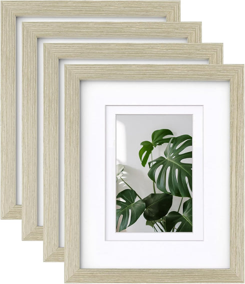 Egofine 8x10 Picture Frames 4PCS, Solid Wood Display for 4x6 and 5x7 Photos, Distressed Wood Grain