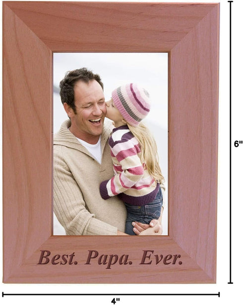 CustomGiftsNow Best Papa Ever Wood Picture Frame (4x6 Vertical)
