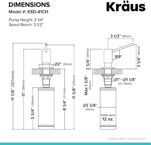 KRAUS Kitchen Soap and Lotion Dispenser, Chrome, KSD-41CH
