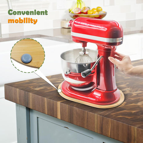 Bamboo Mixer Slider, Compatible with Kitchen Aid 5-8 Qt Stand Mixer, Kitchen Countertop Storage Mover