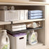 Expandable Under Cabinet Shelf with 6.5 Inch Long Clips for Pantry, Laundry Room, Shoe Shelf - Black, 1 Pack, 5.12" H x