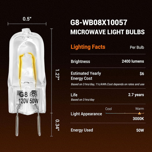 Belleone Light Bulb for GE Microwave Oven - 120V 50W Halogen Lamp Compatible with Over The Range Microwave Hood