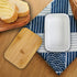 Arswin Countertop (300ml) Porcelain Butter Dish with Bamboo Lid, Ceramic Butter Keeper Container for or Refrigerator