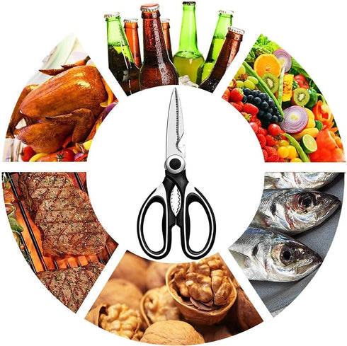 FYSHFLYER Kitchen Shears Multi Purpose Strong Stainless Steel Kitchen Utility Scissors with Cover Poulry,Fish, Meat