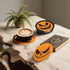 6 Pcs Halloween Pumpkin Drink Coasters with Holder Coasters for Drinks Coffee Table Home Decor Housewarming Gift