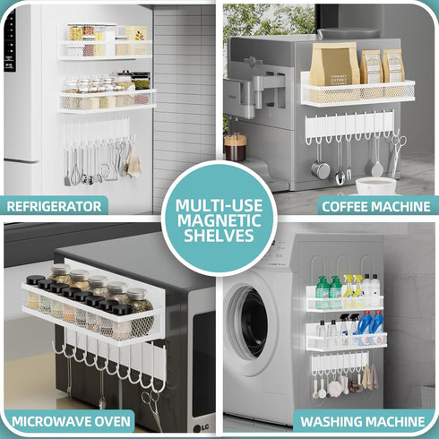 Umomi 3 Pack Magnetic Spice Rack for Refrigerator, Magnetic Shelf for Refrigerator, Movable Magnetic Basket is Used
