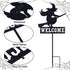 Whaline Halloween Welcome Sign with Stake, Spooky Witch on Broom Door Hanger, Black Witches Silhouette Garden Stakes