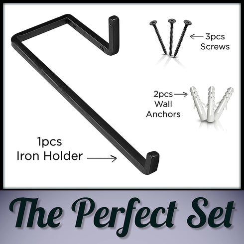 Wrought Iron Paper Towel Holder - Rustic Wall Mount Paper Towel Rack for Kitchen, Black, 12 x 4.7 x 2.5 Inches,