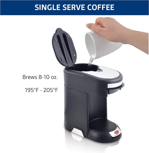 Café Valet Single Serve Coffee Maker, Brews 10 Ounces of Coffee or Hot Water, Compatible Coffee Packs