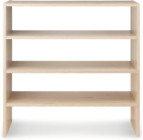 2-Shelf 24 inches Whitmor Wood Stackable Shoe Rack, White Oak