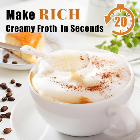 Light Purple Milk Frother Wand for Coffee, Handheld Rechargeable Electric Whisk with 3 Heads