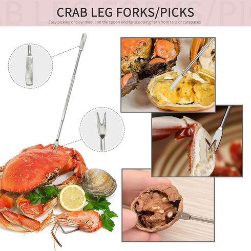 Reasmi Set 2 Cracker,2 Seafood,4 Forks,4 Shellers,2 Scissors,10 Candles,1 tool(25pcs) Crab Crackers and Tools with Crab