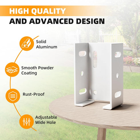 White Aluminum Fence Bracket for Vinyl Fencing, Heavy Duty Metal Replacement for 2.75in Plastic Bracket
