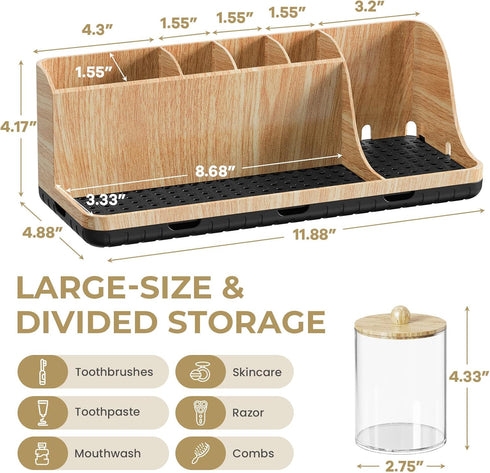 Counter Set 3 PARKMANI Bathroom Organizer, Bathrooms Toothbrush Holder with PCS Qtip Holder, Kids Electric Toothbrush