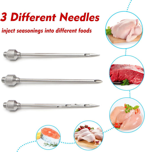 Meat Injector, TGE-V 1-oz Plastic BBQ Marinade Injector Kit with Stainless Steel Needles and Cleaning Brush