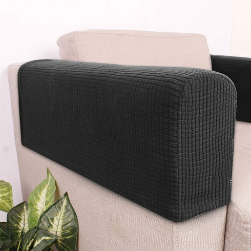 BESPORTBLE Chair Arm Protectors, Sofa Armrest Cover, Stretch Armchair Slipcover Protector, 2pcs (Black)