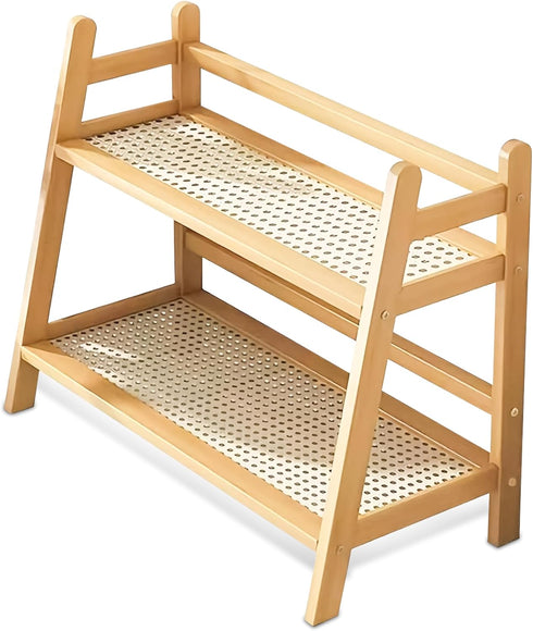SQUISHYSOFTIES Wicker Look Coffee Station Organizer, 2 Tier Bamboo Mug Holder Countertop Organizer,