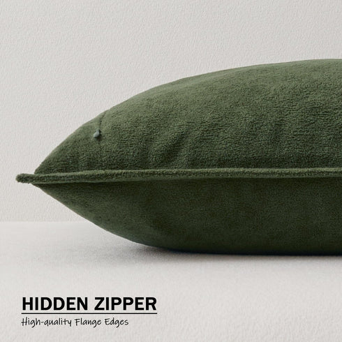 16x16 Inch Pack 2 Kevin Textile Spring Waterproof Decorative Pillow Covers Moss Green of Soft Boucle Textured Throw