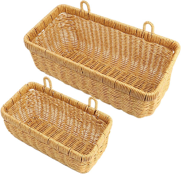 AceList Wall Hanging Basket, Set of 2 Boho Style Hand-Woven Storage Baskets for Kitchen, Garden, and Living Room