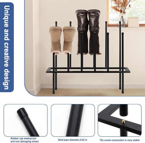 HIEDUYT Closet Closet 6 Boot Rack Shoe Cabinet Metal Shoe Rack for Shoe Organizer for for Pairs Free Standing Shoe