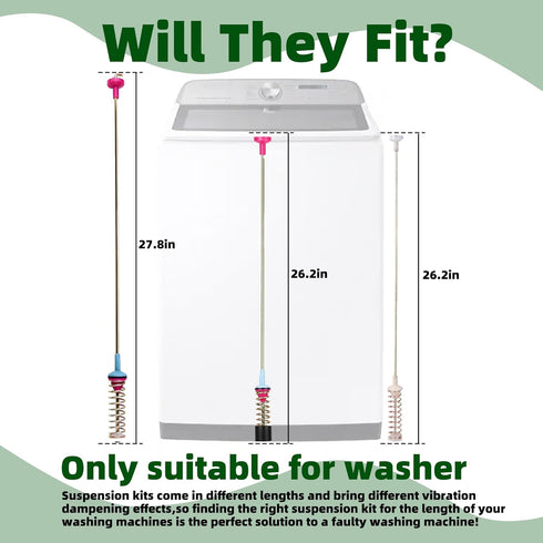 Strengthen DC97-16350V Washer Suspension Rod Kit for Samsung Washing Machine - 4 Pack Set
