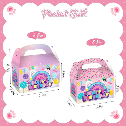 Terasilian 16pcs Cartoon Cat Party Candy Bags Dollhouse Theme Goodie Gift Boxes for Kids Birthday Party Decorations